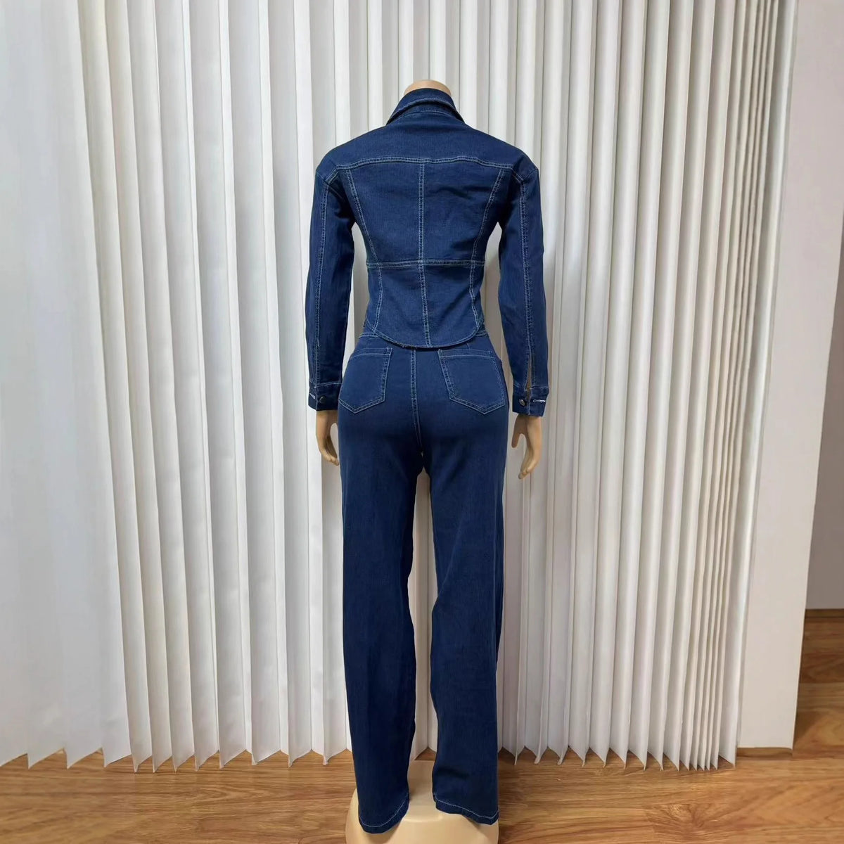 C260108 Woman Casual 2 Piece Set Top and Pants Denim Set T-shirt With Trouser Set for Daily Dressing Available
