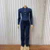 C260108 Woman Casual 2 Piece Set Top and Pants Denim Set T-shirt With Trouser Set for Daily Dressing Available