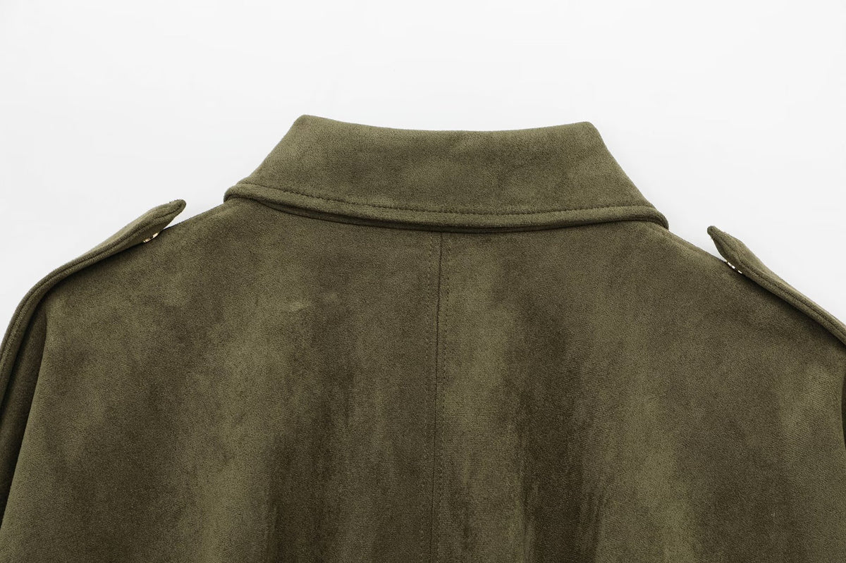 European and American Cross-Border Women's Clothing 2025 Early Spring New Fashion Suede Casual Style Versatile Casual Simple Aviator Jacket