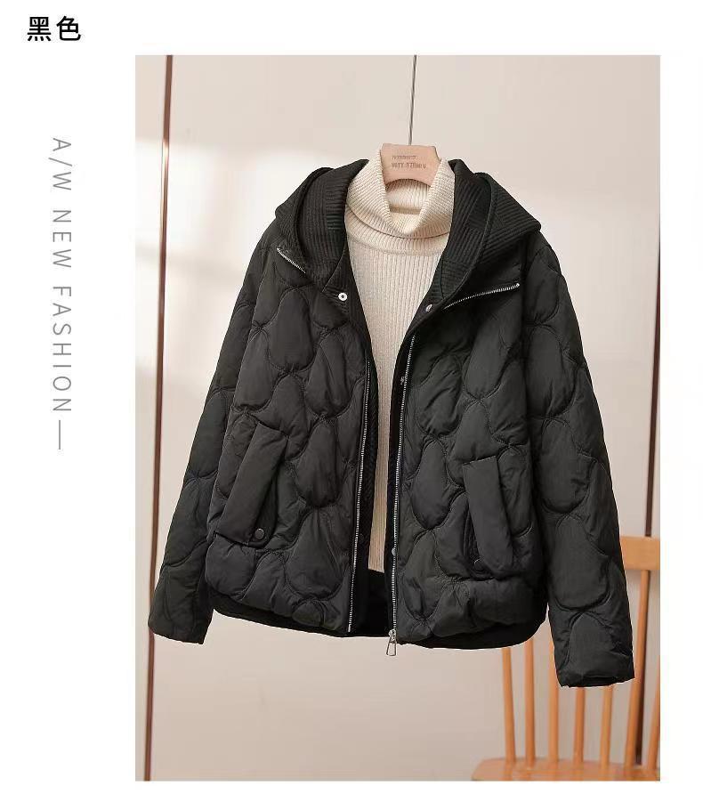 2025 Winter Popular Hooded Cotton Jacket for Women, Short Fake Two-Piece down Cotton Jacket for Women, Loose and Stylish Thickeneded Cotton Jacket Trendy