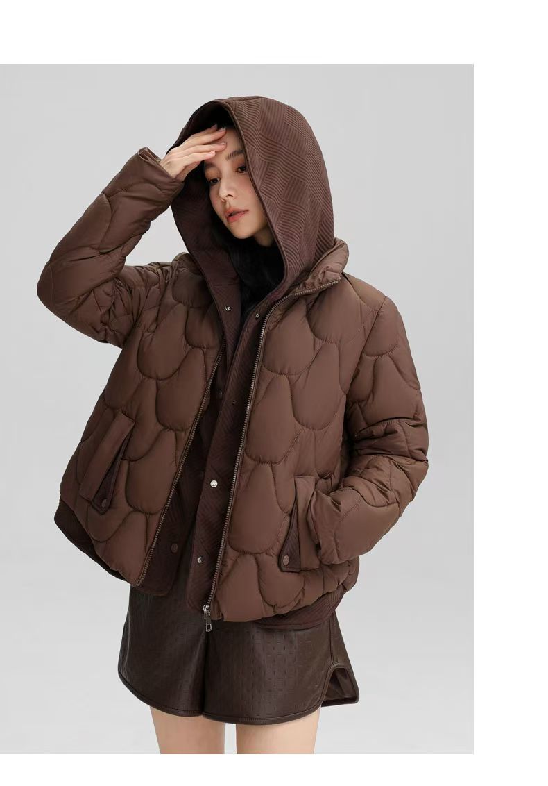 2025 Winter Popular Hooded Cotton Jacket for Women, Short Fake Two-Piece down Cotton Jacket for Women, Loose and Stylish Thickeneded Cotton Jacket Trendy