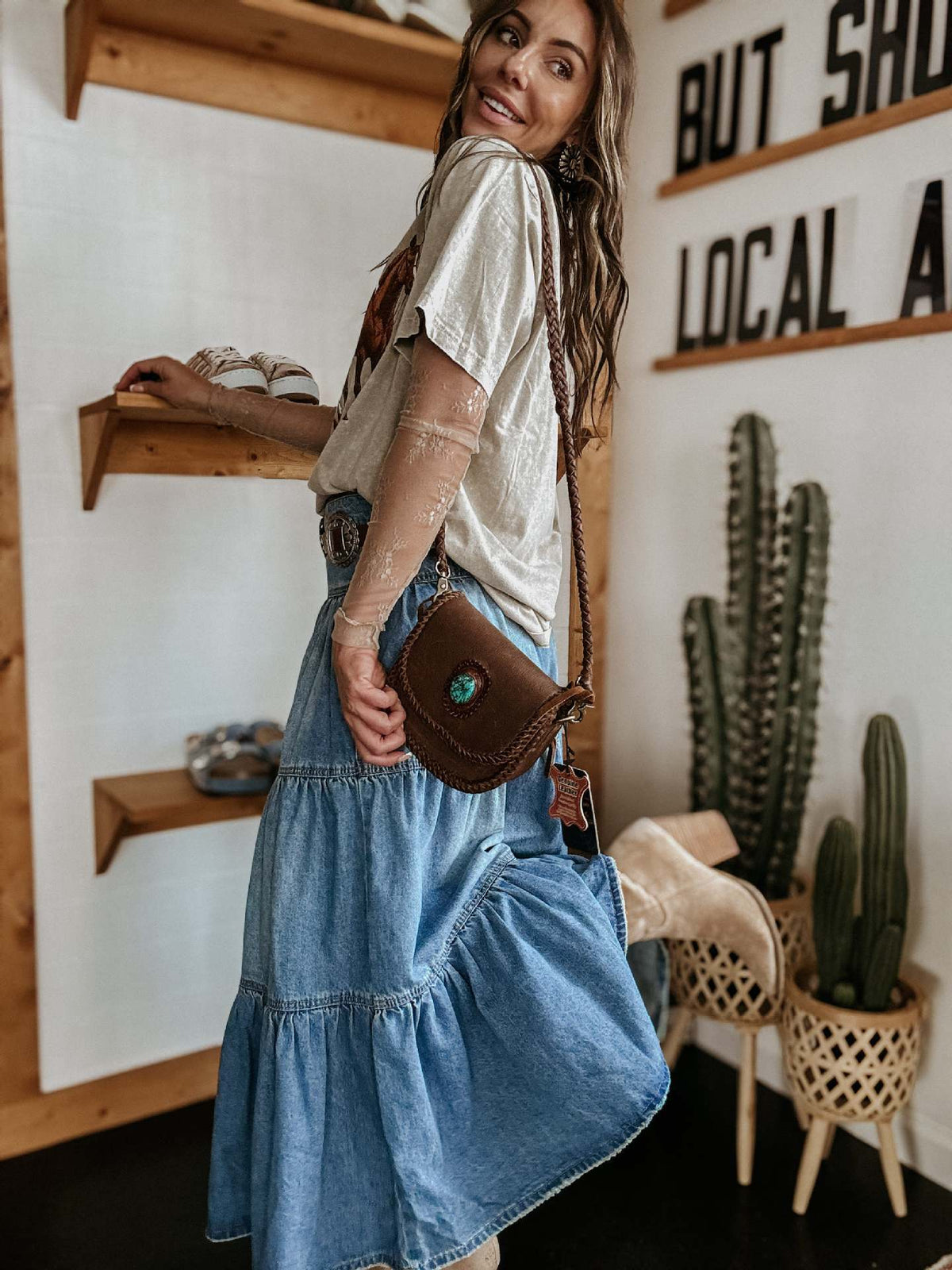 25 Years of European and American Cross-Border Amazon New Products Bohemian A-Line Layered Cake Denim Skirt 8922