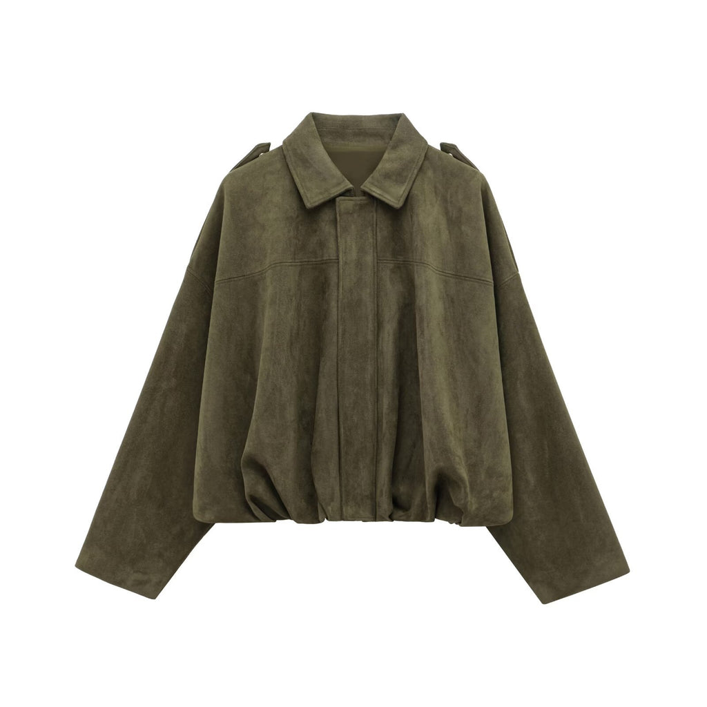European and American Cross-Border Women's Clothing 2025 Early Spring New Fashion Suede Casual Style Versatile Casual Simple Aviator Jacket