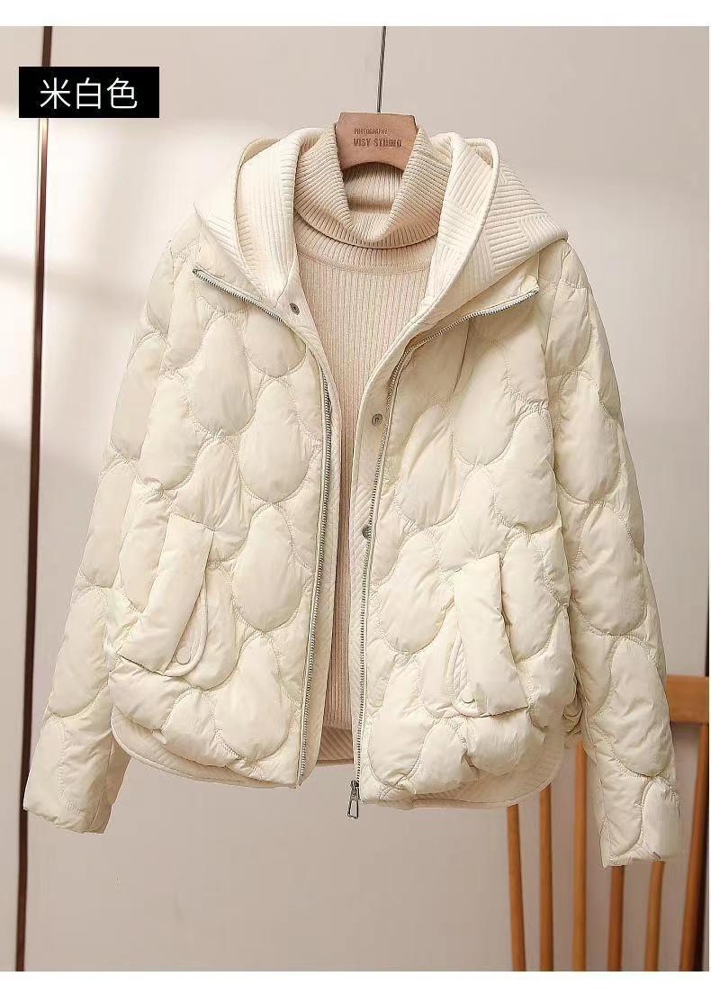 2025 Winter Popular Hooded Cotton Jacket for Women, Short Fake Two-Piece down Cotton Jacket for Women, Loose and Stylish Thickeneded Cotton Jacket Trendy