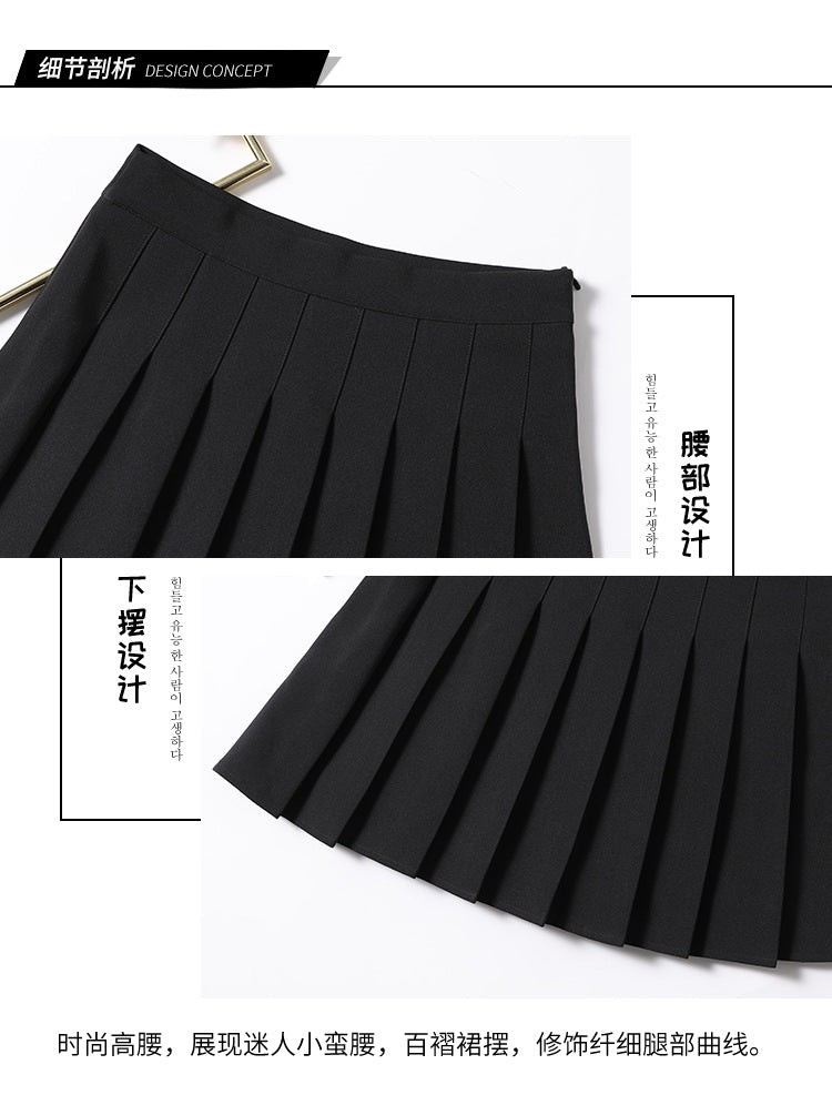 Half-Length Pleated Skirt Spring and Summer 2026 New Style Black Plus Size Autumn and Winter Plaid Korean Style High-Waisted A-Line Short Skirt