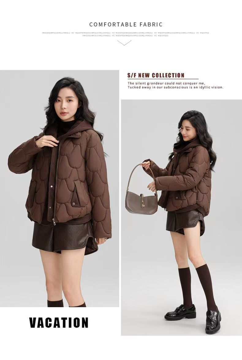 2025 Winter Popular Hooded Cotton Jacket for Women, Short Fake Two-Piece down Cotton Jacket for Women, Loose and Stylish Thickeneded Cotton Jacket Trendy