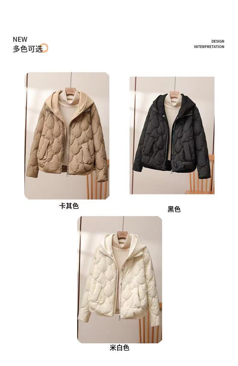 2025 Winter Popular Hooded Cotton Jacket for Women, Short Fake Two-Piece down Cotton Jacket for Women, Loose and Stylish Thickeneded Cotton Jacket Trendy
