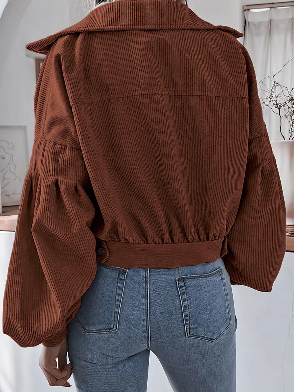 Ins Style Autumn and Winter European and American Lantern Long-Sleeved Corduroy Casual Short Outwear Jacket Amazon Hot Cross-Border Women's Clothing