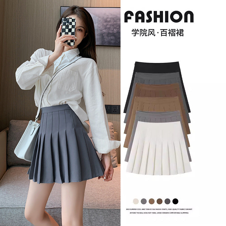 Half-Length Pleated Skirt Spring and Summer 2026 New Style Black Plus Size Autumn and Winter Plaid Korean Style High-Waisted A-Line Short Skirt