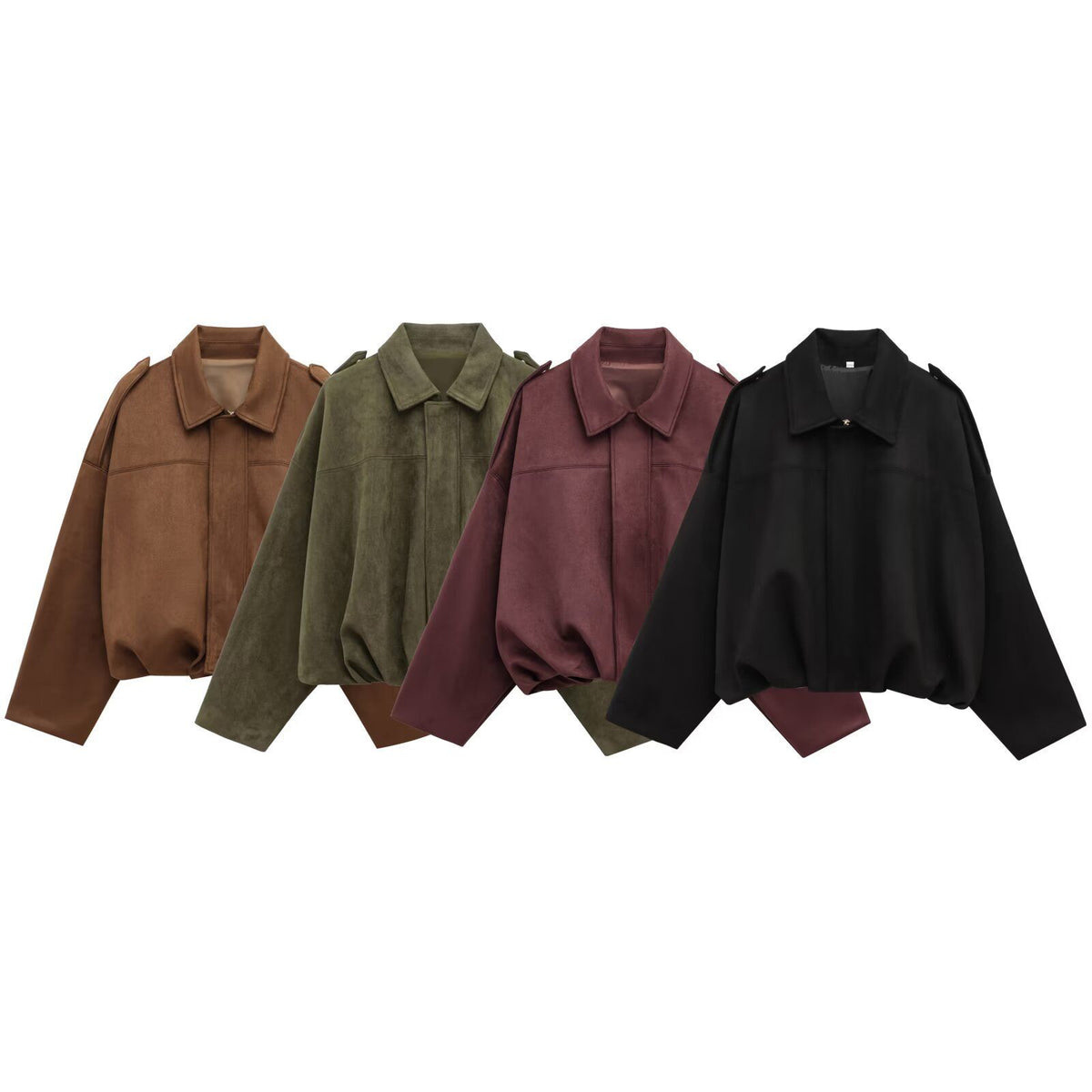 European and American Cross-Border Women's Clothing 2025 Early Spring New Fashion Suede Casual Style Versatile Casual Simple Aviator Jacket