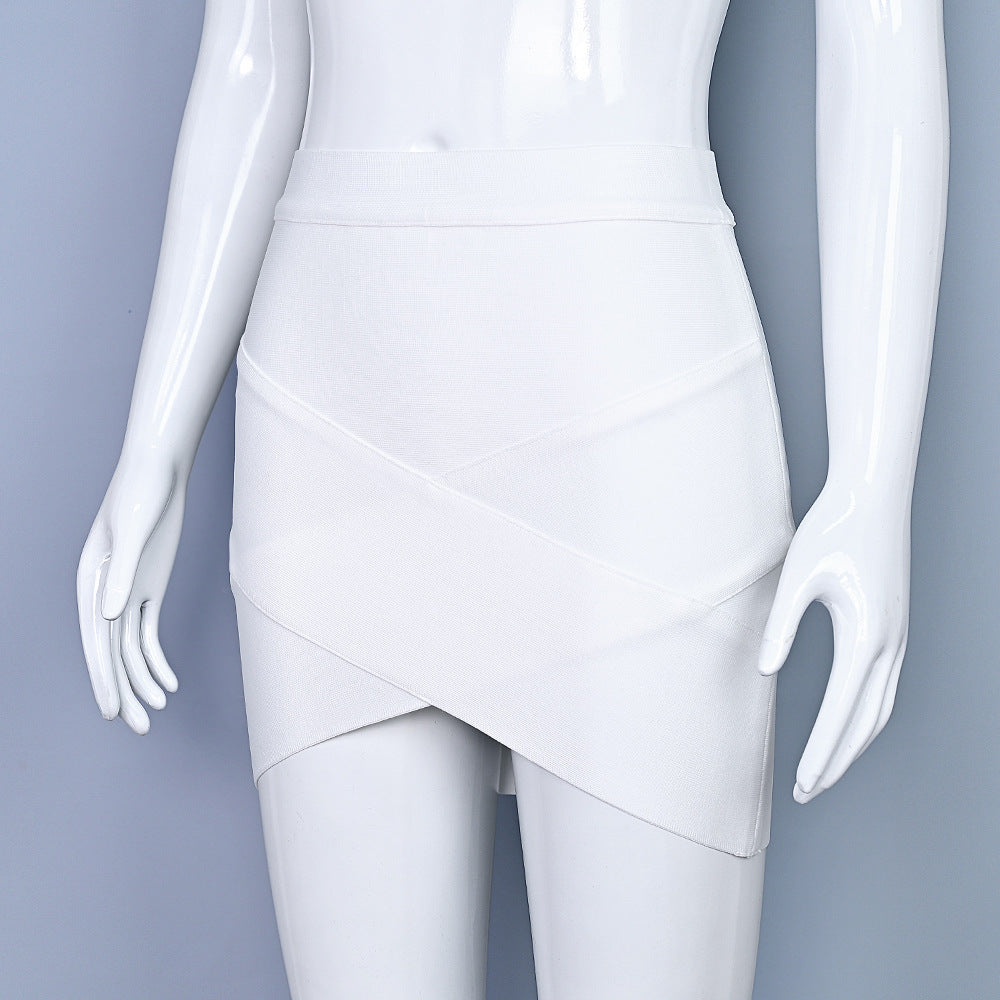 European and American Style Sexy Cross-Over Ultra-Short Skirt, High-Waisted Slit Bandage Bodycon Skirt, Nightclub Mini Skirt, Women's Clothing for Night Clubbing and Parties