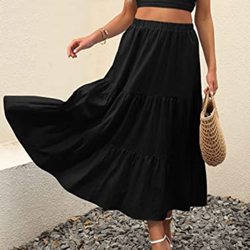 Amazon Women's Summer Bohemian Pleated A-Line Flowy Swing Layered New Skirt with Pockets