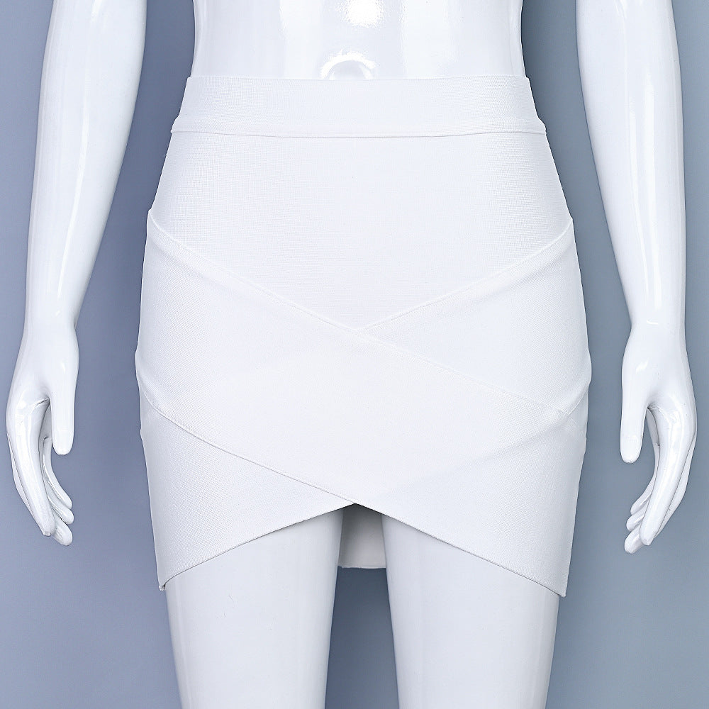 European and American Style Sexy Cross-Over Ultra-Short Skirt, High-Waisted Slit Bandage Bodycon Skirt, Nightclub Mini Skirt, Women's Clothing for Night Clubbing and Parties