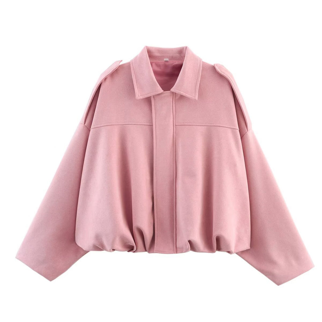 European and American Cross-Border Women's Clothing 2025 Early Spring New Fashion Suede Casual Style Versatile Casual Simple Aviator Jacket