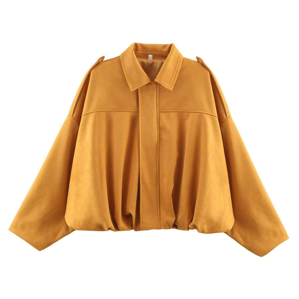 European and American Cross-Border Women's Clothing 2025 Early Spring New Fashion Suede Casual Style Versatile Casual Simple Aviator Jacket