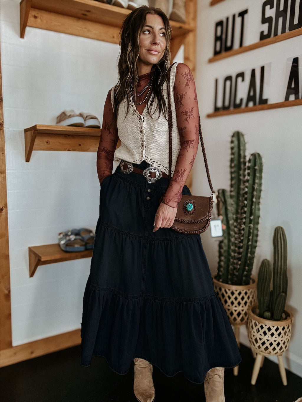 25 Years of European and American Cross-Border Amazon New Products Bohemian A-Line Layered Cake Denim Skirt 8922