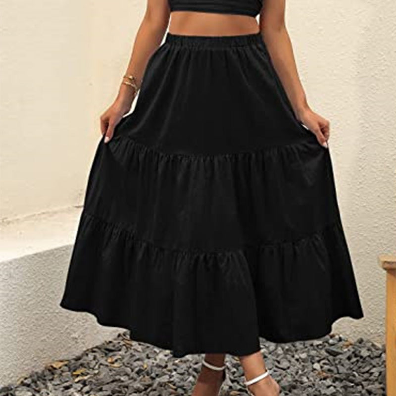Amazon Women's Summer Bohemian Pleated A-Line Flowy Swing Layered New Skirt with Pockets