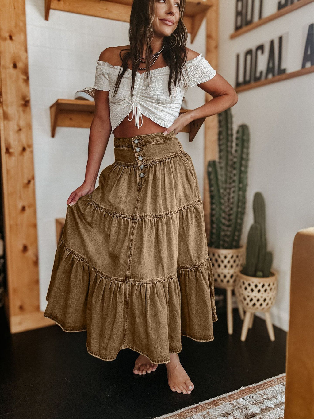 25 Years of European and American Cross-Border Amazon New Products Bohemian A-Line Layered Cake Denim Skirt 8922