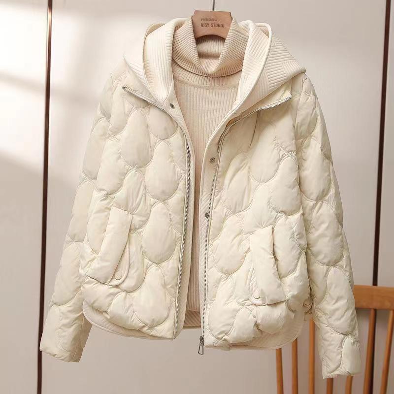 2025 Winter Popular Hooded Cotton Jacket for Women, Short Fake Two-Piece down Cotton Jacket for Women, Loose and Stylish Thickeneded Cotton Jacket Trendy