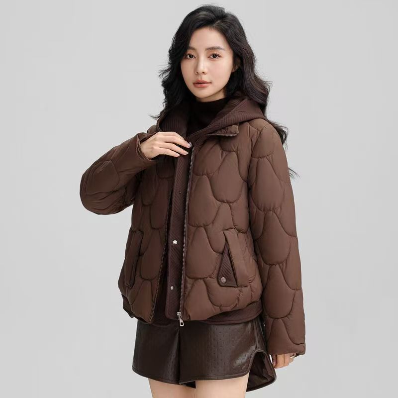 2025 Winter Popular Hooded Cotton Jacket for Women, Short Fake Two-Piece down Cotton Jacket for Women, Loose and Stylish Thickeneded Cotton Jacket Trendy