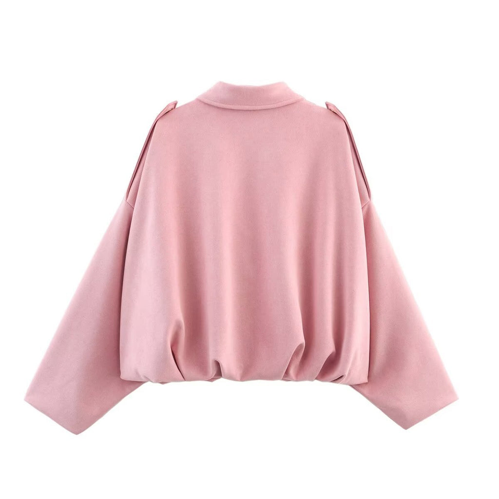 European and American Cross-Border Women's Clothing 2025 Early Spring New Fashion Suede Casual Style Versatile Casual Simple Aviator Jacket
