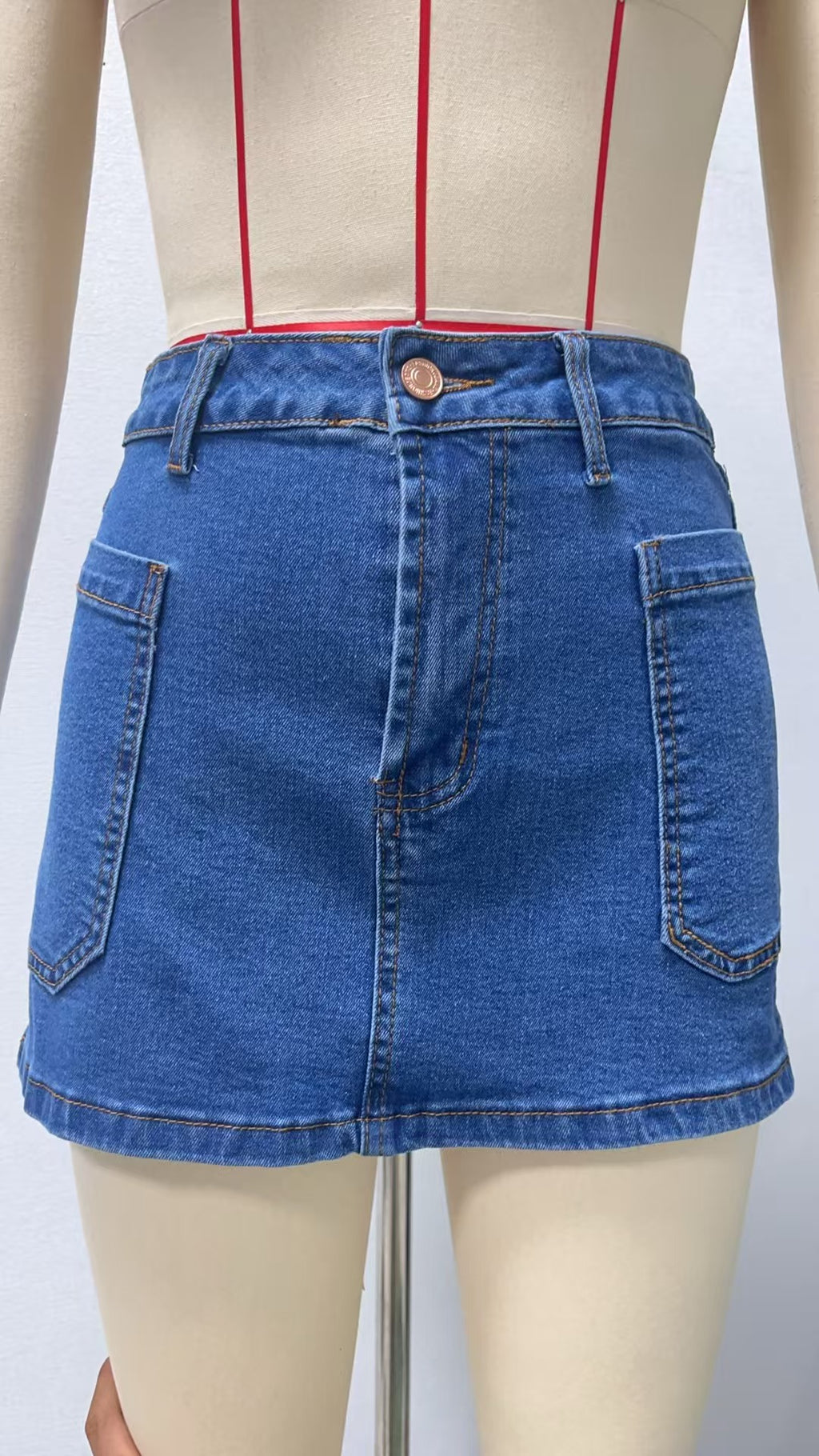 Factory Direct Sales Cross-Border Aliexpress Amazon Slim Casual Stretch Washed Denim Skirt for Women in Stock, Slimming Effect