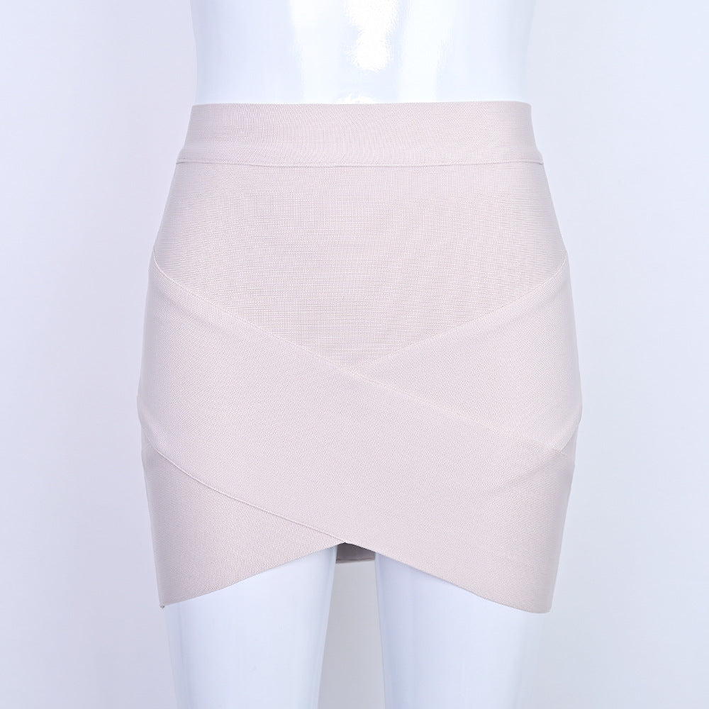 European and American Style Sexy Cross-Over Ultra-Short Skirt, High-Waisted Slit Bandage Bodycon Skirt, Nightclub Mini Skirt, Women's Clothing for Night Clubbing and Parties