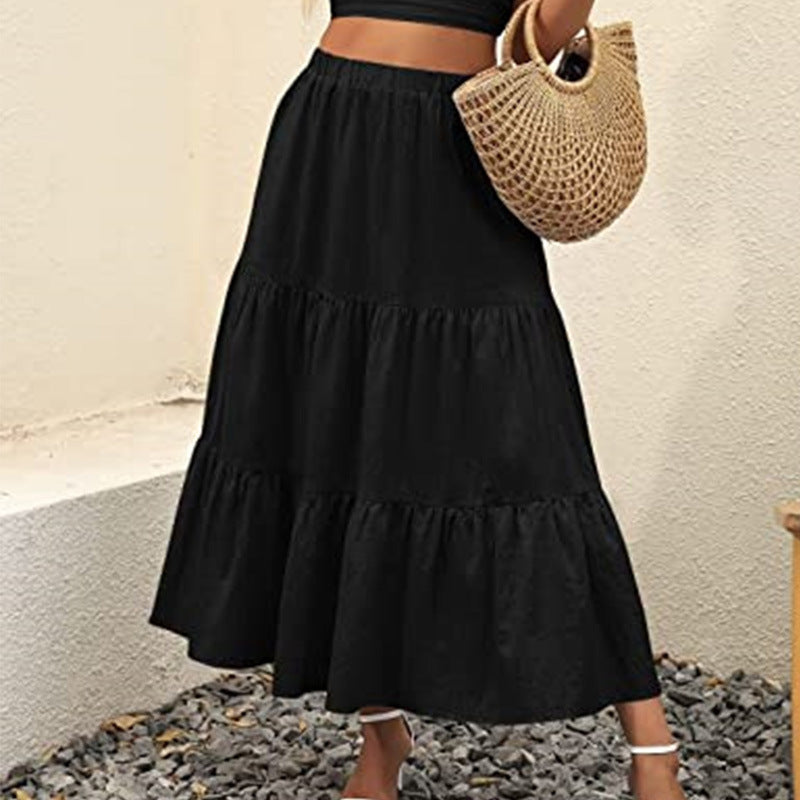 Amazon Women's Summer Bohemian Pleated A-Line Flowy Swing Layered New Skirt with Pockets