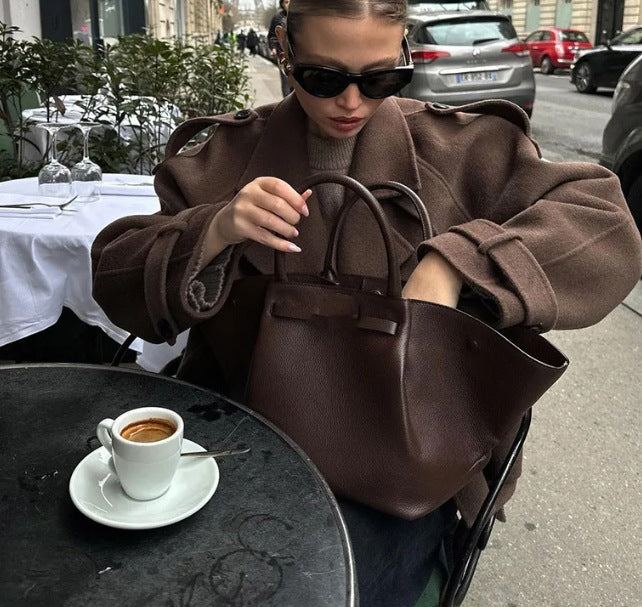 2025 Autumn and Winter European and American Cross-Border Women's Woolen Outwears, Comfortable and Comfortable Suit Collar Lace-Up Long-Sleeved Jackets for Women