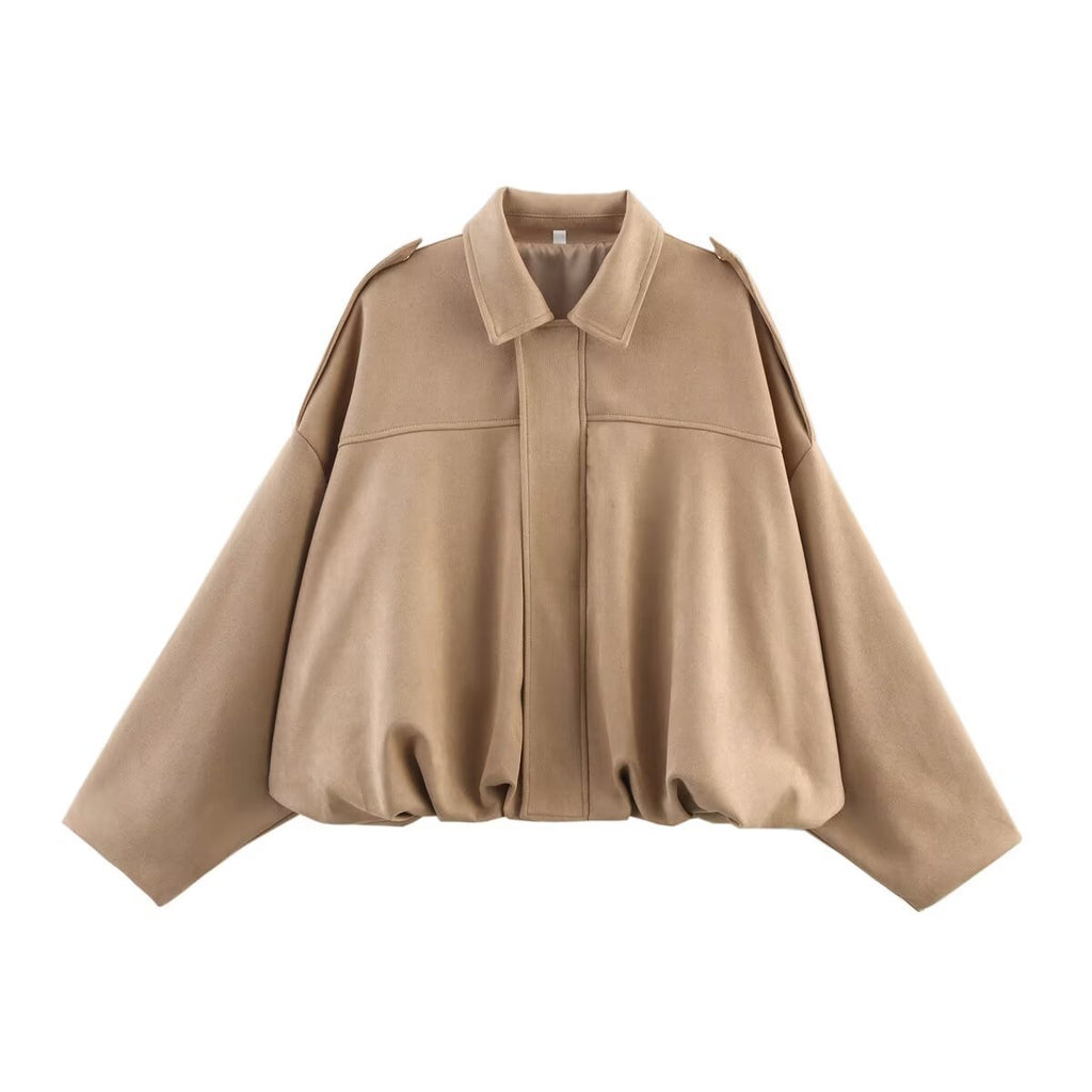 European and American Cross-Border Women's Clothing 2025 Early Spring New Fashion Suede Casual Style Versatile Casual Simple Aviator Jacket