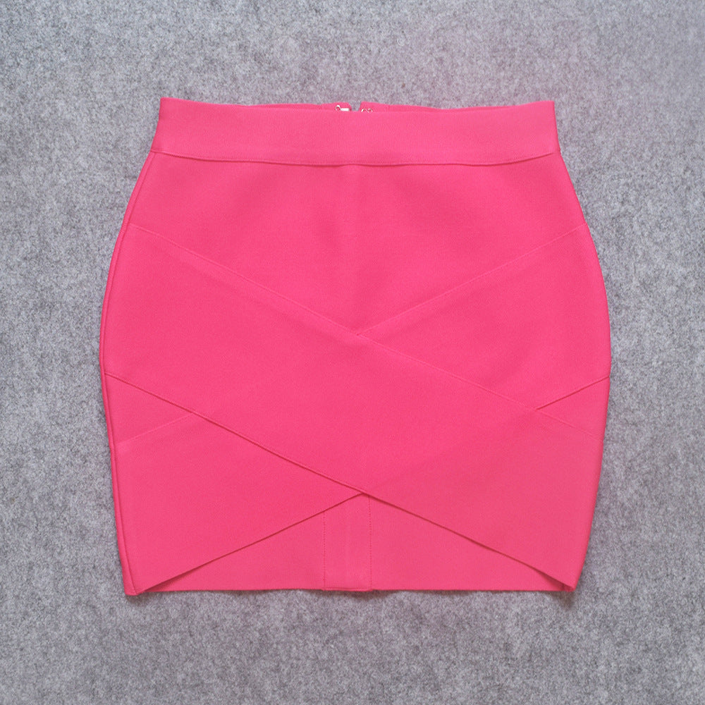 European and American Style Sexy Cross-Over Ultra-Short Skirt, High-Waisted Slit Bandage Bodycon Skirt, Nightclub Mini Skirt, Women's Clothing for Night Clubbing and Parties