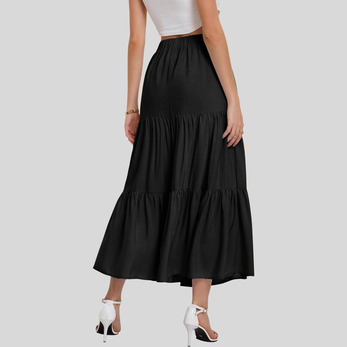 Amazon Women's Summer Bohemian Pleated A-Line Flowy Swing Layered New Skirt with Pockets
