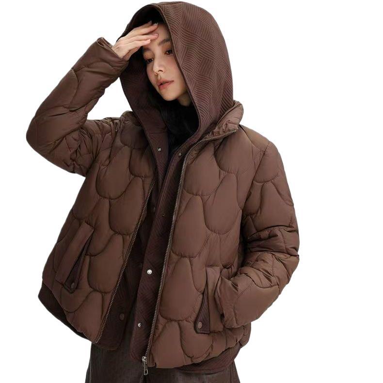 2025 Winter Popular Hooded Cotton Jacket for Women, Short Fake Two-Piece down Cotton Jacket for Women, Loose and Stylish Thickeneded Cotton Jacket Trendy