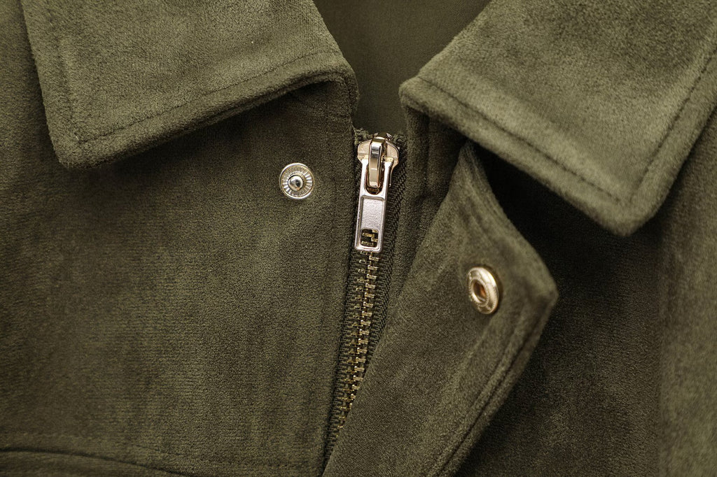 European and American Cross-Border Women's Clothing 2025 Early Spring New Fashion Suede Casual Style Versatile Casual Simple Aviator Jacket