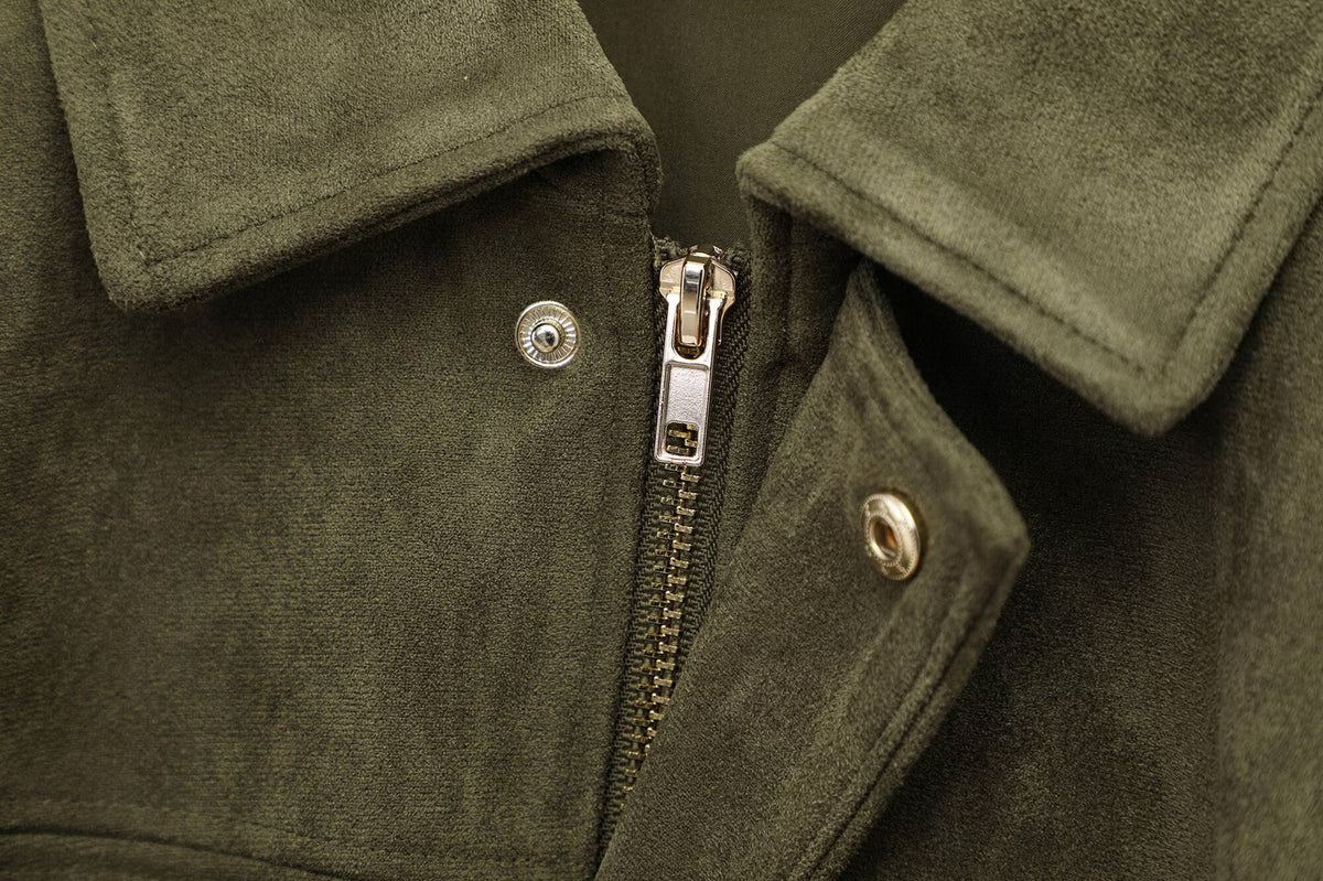 European and American Cross-Border Women's Clothing 2025 Early Spring New Fashion Suede Casual Style Versatile Casual Simple Aviator Jacket