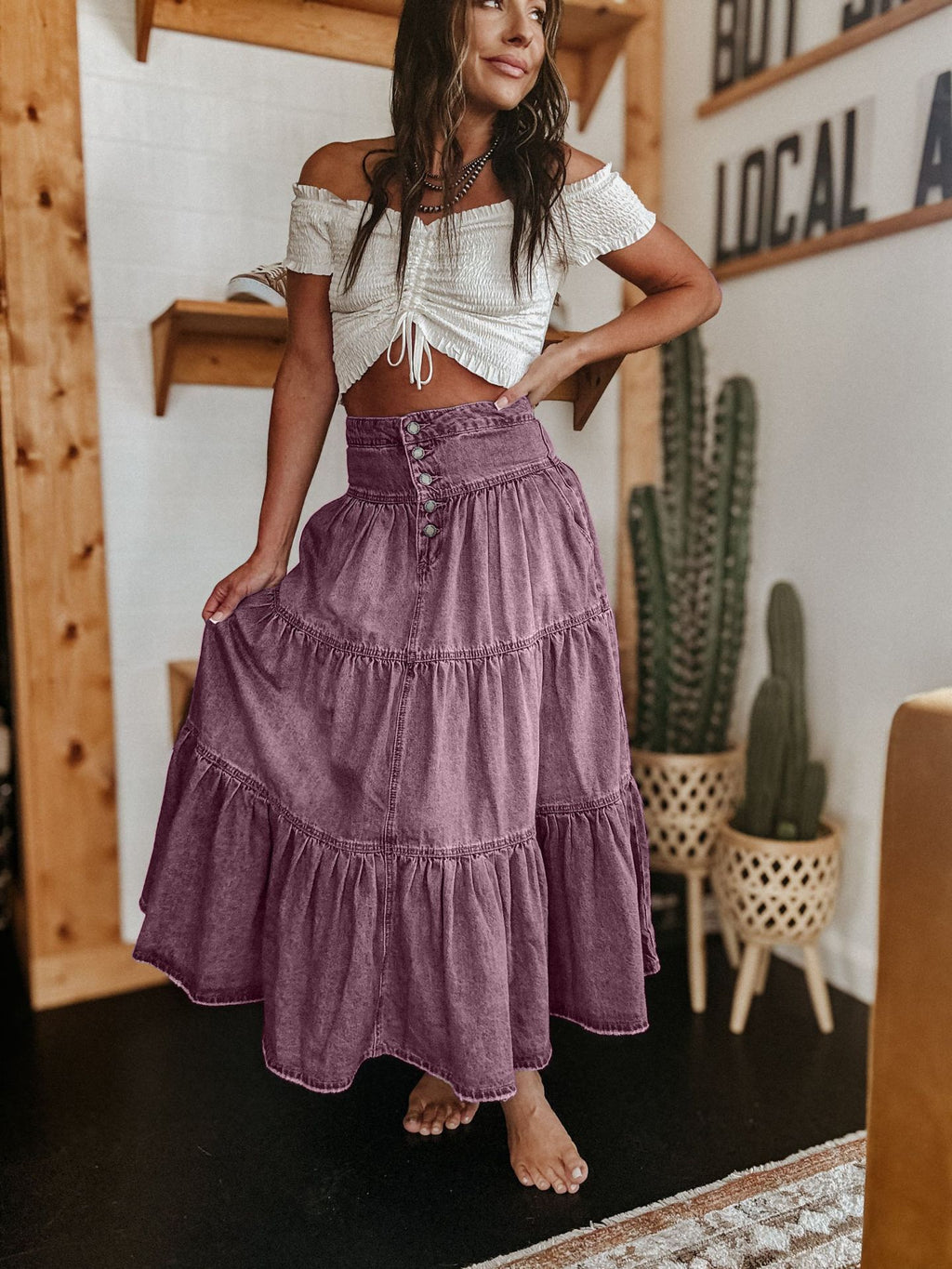 25 Years of European and American Cross-Border Amazon New Products Bohemian A-Line Layered Cake Denim Skirt 8922