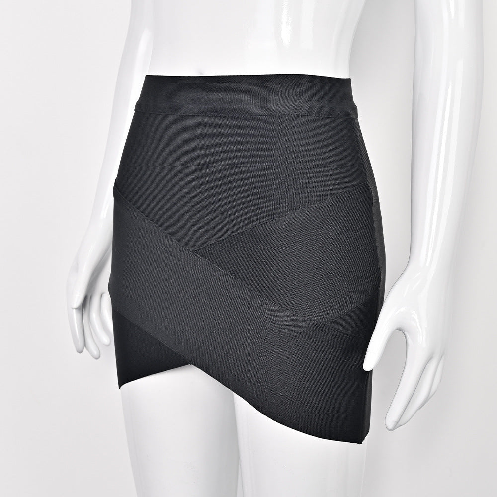 European and American Style Sexy Cross-Over Ultra-Short Skirt, High-Waisted Slit Bandage Bodycon Skirt, Nightclub Mini Skirt, Women's Clothing for Night Clubbing and Parties