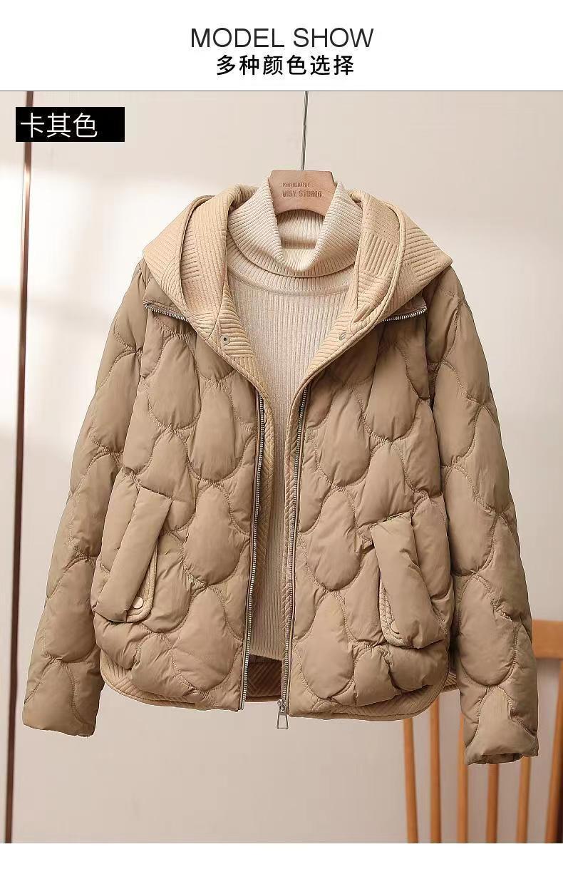 2025 Winter Popular Hooded Cotton Jacket for Women, Short Fake Two-Piece down Cotton Jacket for Women, Loose and Stylish Thickeneded Cotton Jacket Trendy