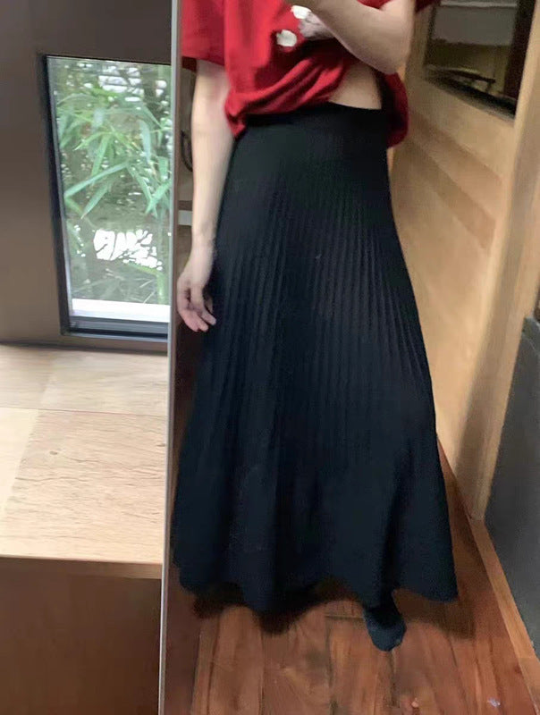 High-Waisted Slimming Knit Umbrella Skirt for Women, 2026 Early Spring New Korean Style Versatile Casual Pleated Woolen Half Skirt Trendy