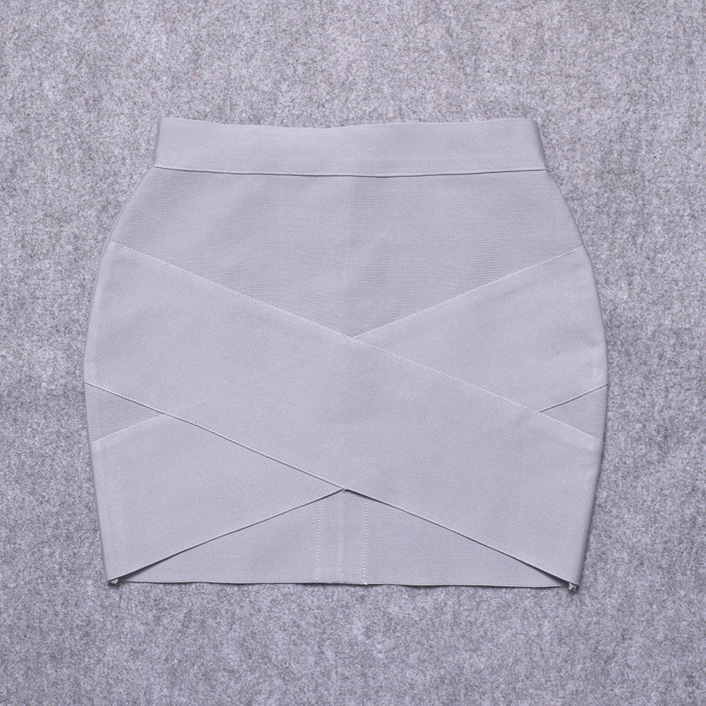 European and American Style Sexy Cross-Over Ultra-Short Skirt, High-Waisted Slit Bandage Bodycon Skirt, Nightclub Mini Skirt, Women's Clothing for Night Clubbing and Parties