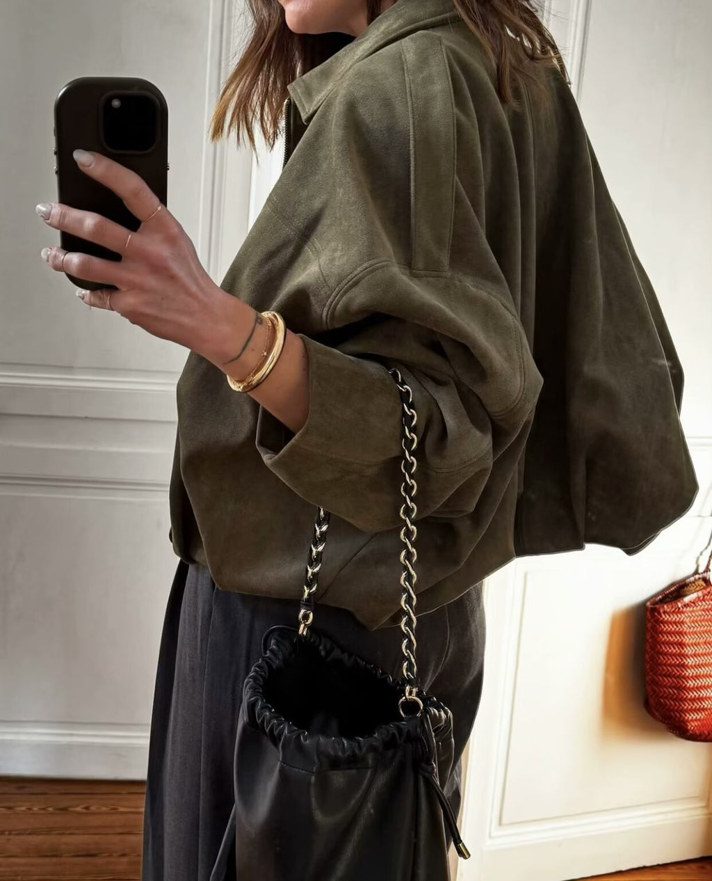European and American Cross-Border Women's Clothing 2025 Early Spring New Fashion Suede Casual Style Versatile Casual Simple Aviator Jacket