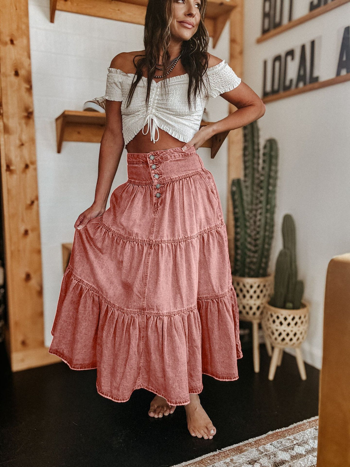 25 Years of European and American Cross-Border Amazon New Products Bohemian A-Line Layered Cake Denim Skirt 8922