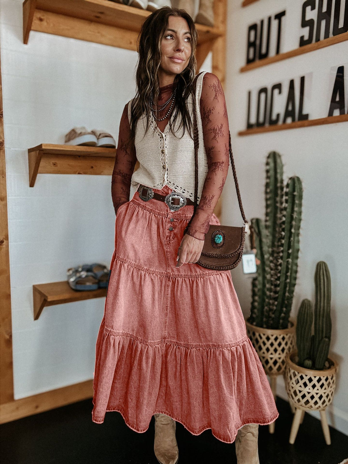 25 Years of European and American Cross-Border Amazon New Products Bohemian A-Line Layered Cake Denim Skirt 8922